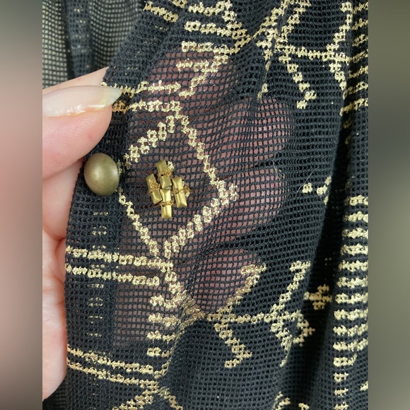 Free People New Romantics Palacio dolman sleeve black gold blouse size S NWOT - Picture 10 of 13